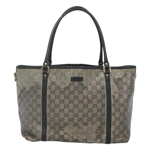 GUCCI GG Crystal Tote Bag Coated Canvas Navy Gold - Picture 2 of 12